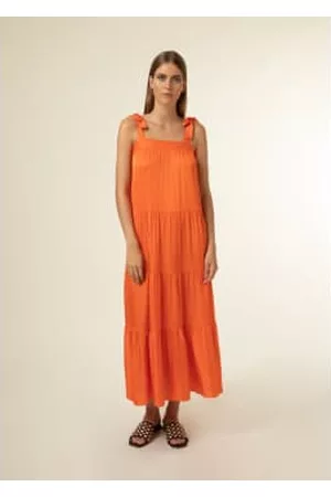 FRNCH Women Graduation Dresses - Rowen Neon Orange Strappy Dress