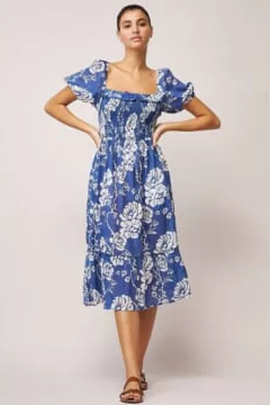 DREAM Women Puff Sleeve & Puff Shoulder Dresses - Bahama Navy Bubble Puff Sleeve Smock Dress