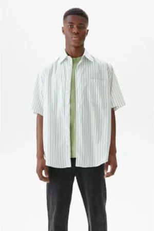 Schnaydermans Men Casual Shirts - Shirt Oversized SS Stripe /Green/Pink