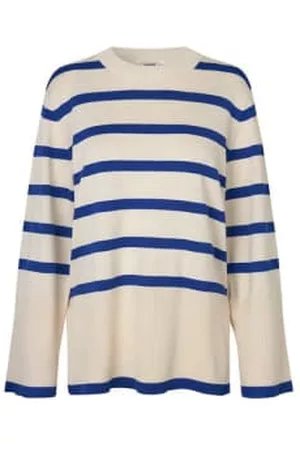 mbyM Women Cardigans - Ursa Striped Knit In Mazarine Sugar Stripe