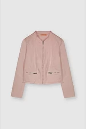 Rino and Pelle Women Denim Jackets - Rose Dust Devian Zip Up Denim Jacket