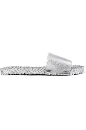 Ilse Jacobsen Women Flat Sandals - Clear Silver Glitter Slides Flats