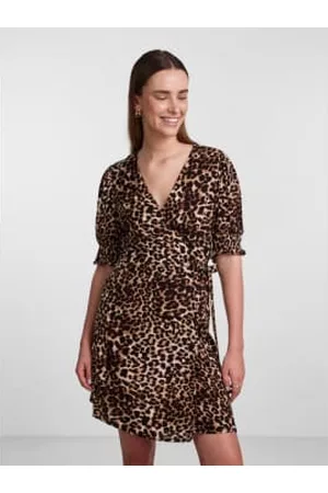 Pieces Women Printed & Patterned Dresses - Tala Leopard Print Wrap Dress