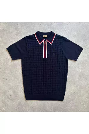 Gabicci Men Polo T-Shirts - Vintage Garner Knitted Polo - Navy