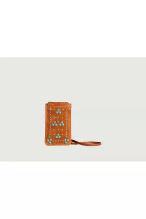 JÉRÔME DREYFUSS Women Phones Cases - Suede and Turquoise Mobile Case with Shoulder Strap Taos