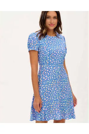Lilac Rose Women Printed & Patterned Dresses - Sugarhill Amoret Dress In Blue, Rainbow Leopard