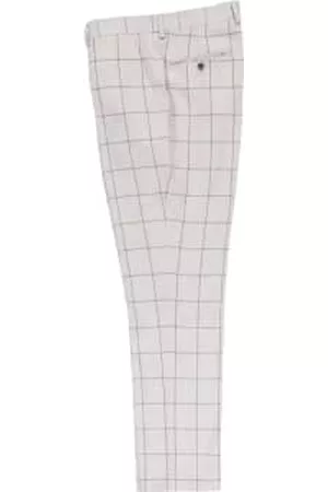 Guide London Men Suit Pants - Windowpane Check Suit Trouser - / Navy