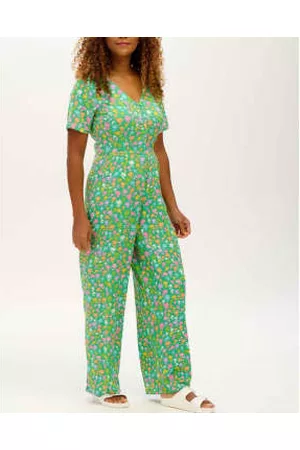 Lilac Rose Women Printed & Patterned Dresses - Sugarhill Naomi Jumpsuit In Green, Soft Rainbow Floral