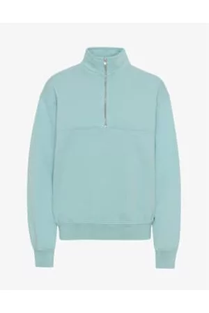 Colorful Standard Sweaters - Teal Blue Organic Quarter Zip Pullover UNISEX