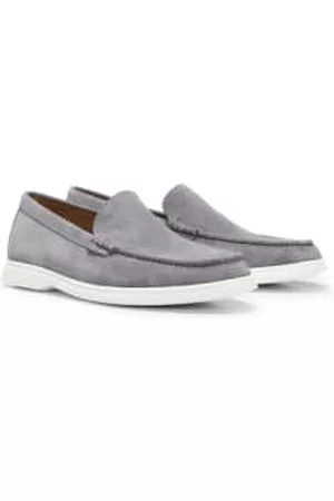 HUGO BOSS Men Loafers - Sienne_loaf - Suede Loafers With Embossed Outsole