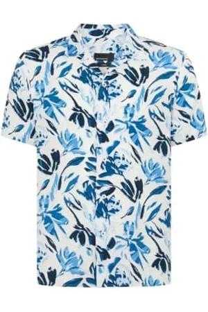 Remus Men Short sleeved Shirts - Paolo Leaf Print Short Sleeve Shirt - /white