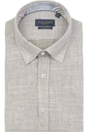 Guide London Men Short sleeved Shirts - Textured Short Sleeve Shirt - Sage
