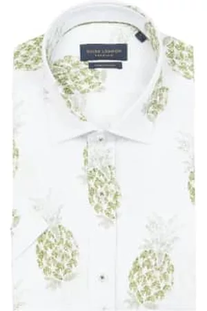 Guide London Men Short sleeved Shirts - Pineapple Print Short Sleeve Shirt