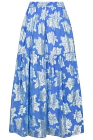 BOHO BEACH FEST Women Maxi Skirts - Stardust Leo Skirt - Silver Cornflower