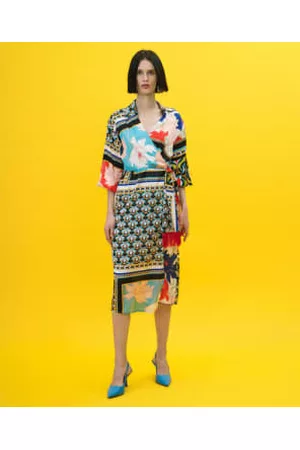 ACCESS FASHION Women Printed & Patterned Dresses - Printed Midi Wrap Dress