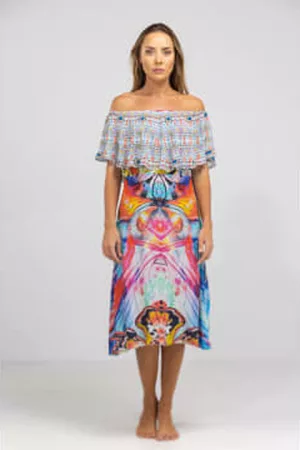INOA Women Printed & Patterned Dresses - Short Canberra Print Frill Neck Dress
