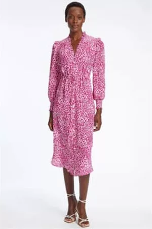 Cefinn Women Printed Dresses - Stella Dress In and Pink Leopard Pansy Print