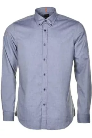 HUGO BOSS Men Long Sleeved Shirts - Navy Rickert Long Sleeve Oxford Shirt