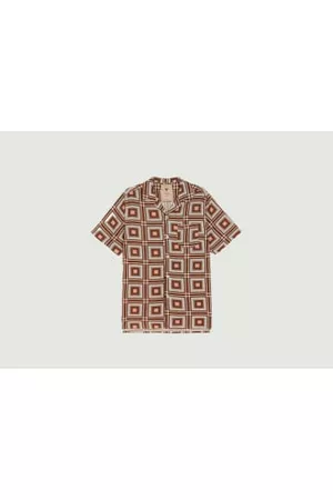 Oas Men Casual Shirts - Relaxed Fit Blouse With Geometric Pattern