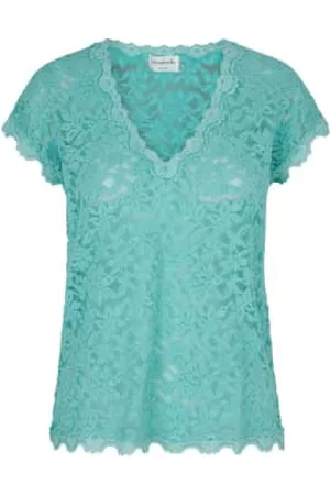 Rosemunde Women Lace-up Tops - Lace V Neck Tee
