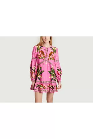 Farm Rio Women Printed & Patterned Dresses - Short Dress With Long Sleeves And Leopard Print