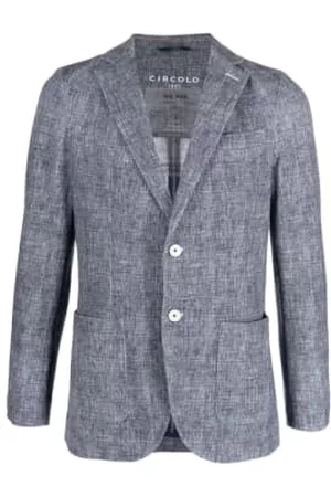Circolo Men Blazers - Check Cotton Stretch 2 Button Jacket
