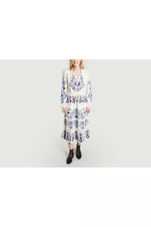 Farm Rio Women Long Sleeve Dresses - Long Sleeve Midi Dress With Embroidery
