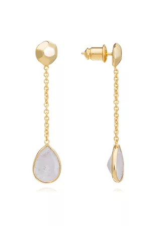 Azuni London Women Stud Earrings - Nugget Studs with Moonstone Gemstone Drops