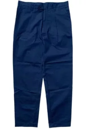 CAMO Men Wide Leg Pants - Seabiscuit Wide Trousers Popeline Navy