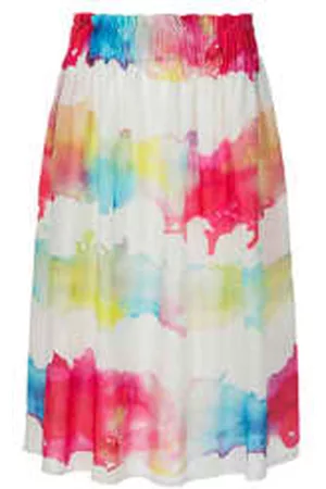 120% Linen Women Printed Skirts - Y1w59a4 Print Skirt