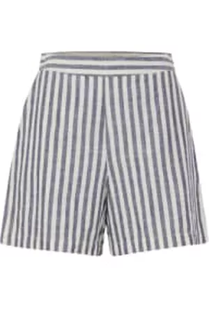 Ichi Women Shorts - Gry Natural Stripe Shorts