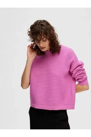 SELECTED Women Sweaters - Laurina Cotton Knit Jumper Cyclamen