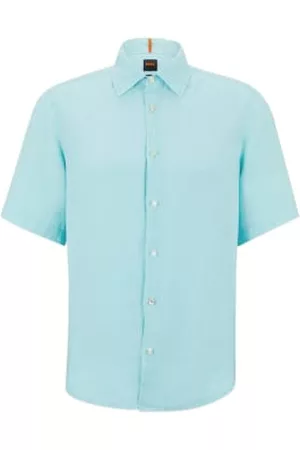 HUGO BOSS Men Short sleeved Shirts - Rash 2 Oxford Short Sleeve Shirt - Prismarine