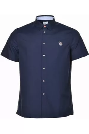 Paul Smith Men Short sleeved Shirts - Short Sleeve Casual Fit Zebra Shirt Navy