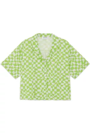 Another Fox Women Shirts - : Wavy Checkerboard Resort Shirt - Womens