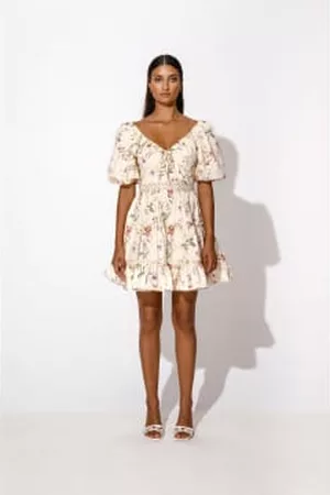By Malina Women Printed & Patterned Dresses - Soft Floral Vanilla Karlie Dress