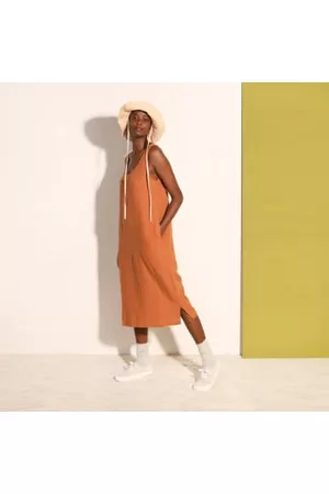 LF Markey Women Shift Dresses - Basic Linen Chestnut Shift
