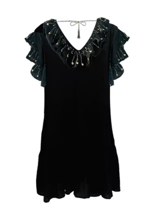 Lindsey Brown Resortwear Women Tunic Dresses - Black and Gold Melbourne Kaftan Beach Dress