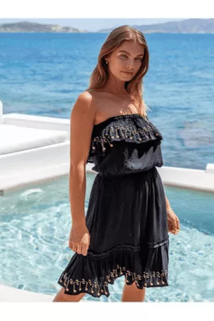 Lindsey Brown Resortwear Women Strapless Dresses - Black Atheni Bandeau Beach Dress