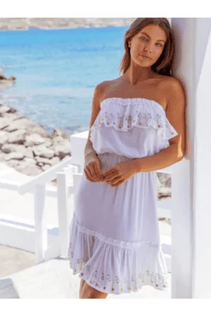 Lindsey Brown Resortwear Women Strapless Dresses - White Atheni Bandeau Beach Dress