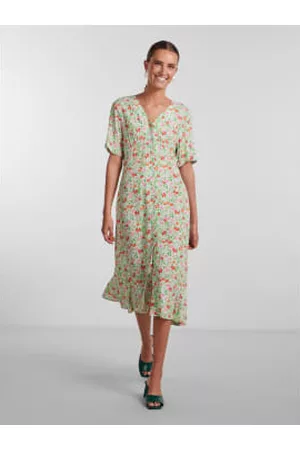 Pieces Women Printed & Patterned Dresses - Turquoise Floral Midi Dress