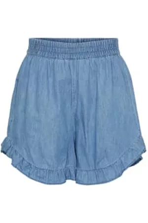 Pieces Women Denim Skirts - Light Denim High Waisted Shorts
