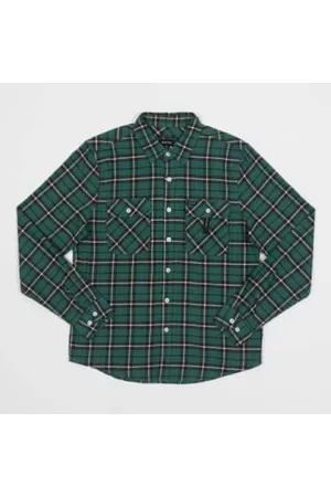 Brixton Men Casual Shirts - Bowery Flannel Check Shirt In Spruce, Off & Dark Earth