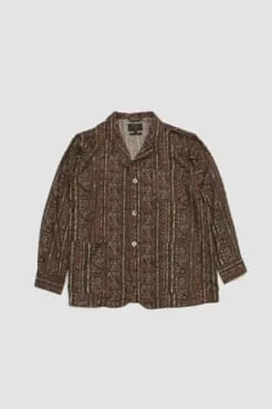 Beams Men Blazers - Batik Print 4 Button Cuff Jacket Olive