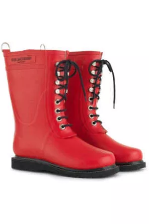 Ilse Jacobsen Women Rain Boots - Deep Medium Rubber Lace Up Wellington Boots
