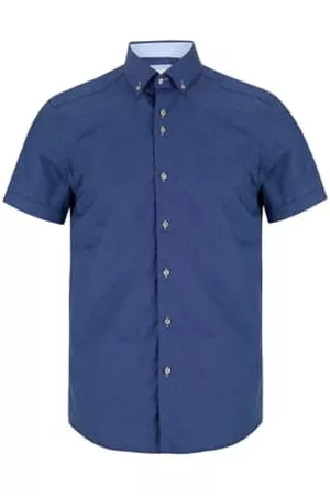 Marnelli Sartoria Men Short sleeved Shirts - Linen Blend Short Sleeve Shirt - Navy