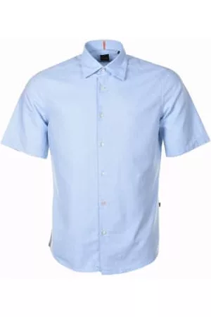 HUGO BOSS Men Short sleeved Shirts - Rash Short Sleeve Oxford Shirt Light Open