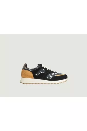 PANAFRICA Men Running Shoes - Camo Arusha Ebene Leather And Fabric Running Sneakers