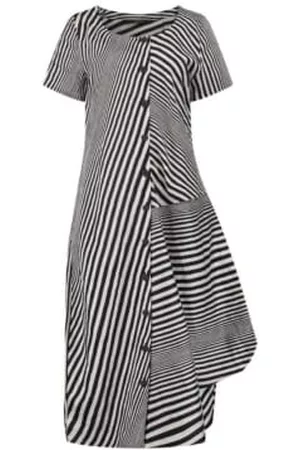 Elsewhere Women Graduation Dresses - And White Roosky Striped Linen Dress