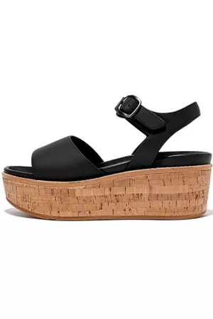 FitFlop Women Leather Sandals - Eloise Cork Wrap Leather Back Strap Wedge Sandals